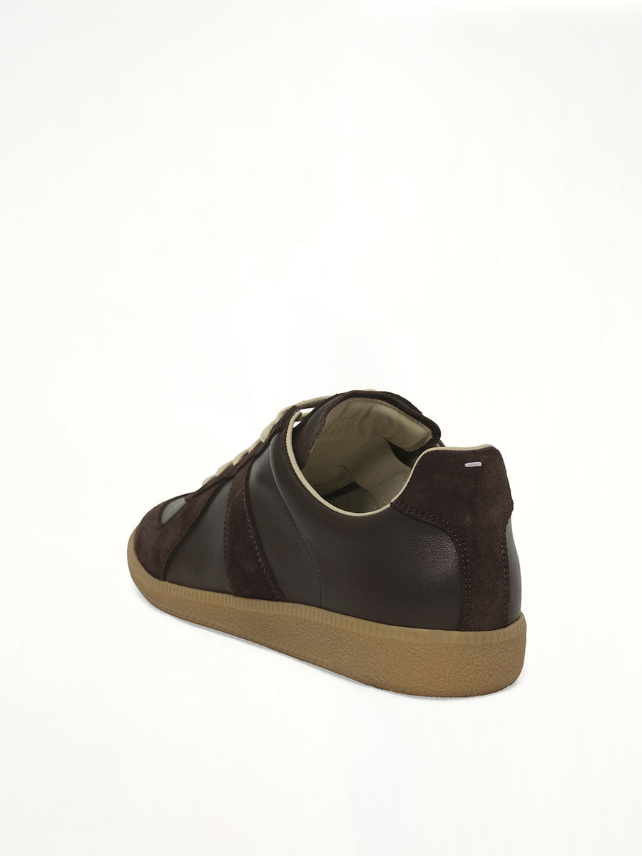 Replica Leather Sneaker in Dark Brown Back View | MAISON MARGIELA