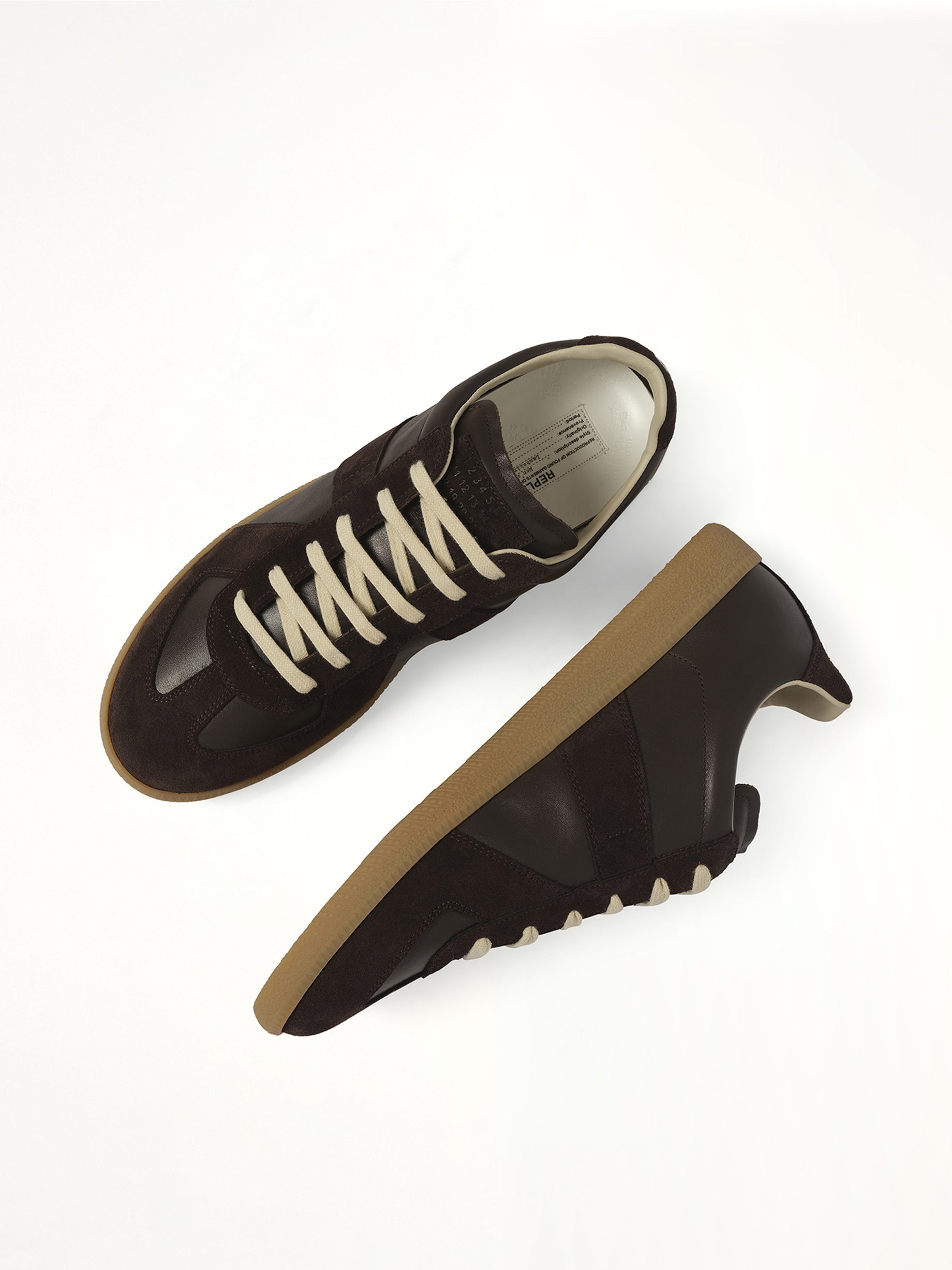 Replica Leather Sneaker in Dark Brown Top View | MAISON MARGIELA