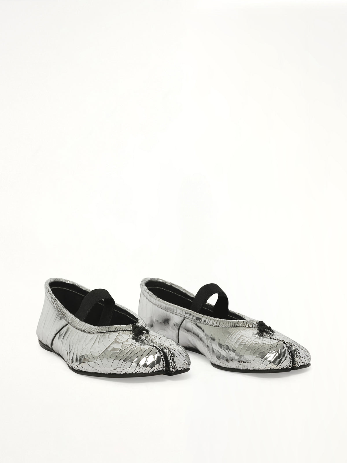 Broken Mirror Ballerina in Silver/Black Front View | MAISON MARGIELA