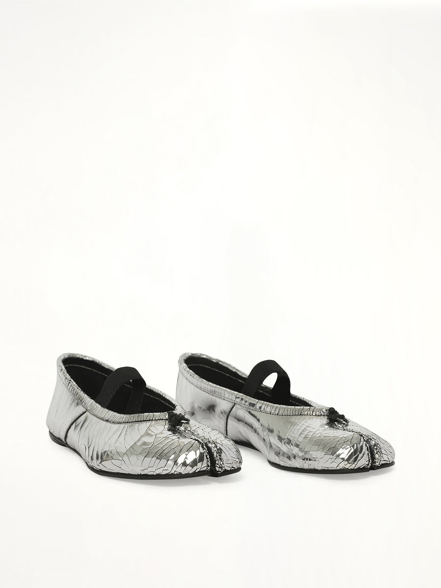 Broken Mirror Ballerina in Silver/Black Front View | MAISON MARGIELA