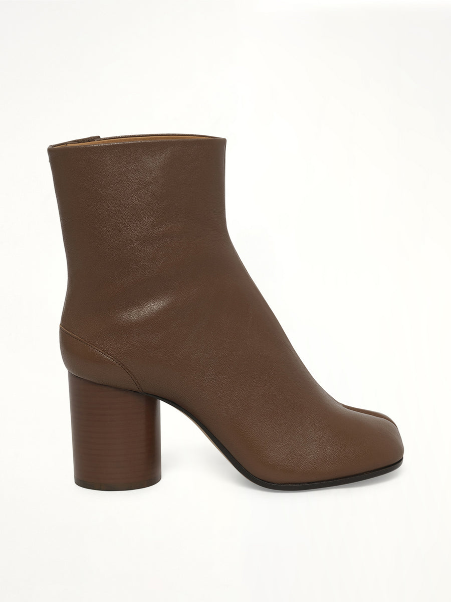 Tabi Ankle Boots 8cm in Warm Coffee Side View | MAISON MARGIELA