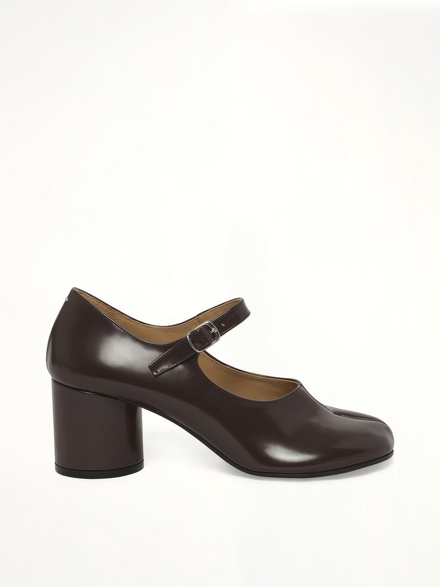 Tabi Mary Jane 6cm Heel in Moka Side View | MAISON MARGIELA
