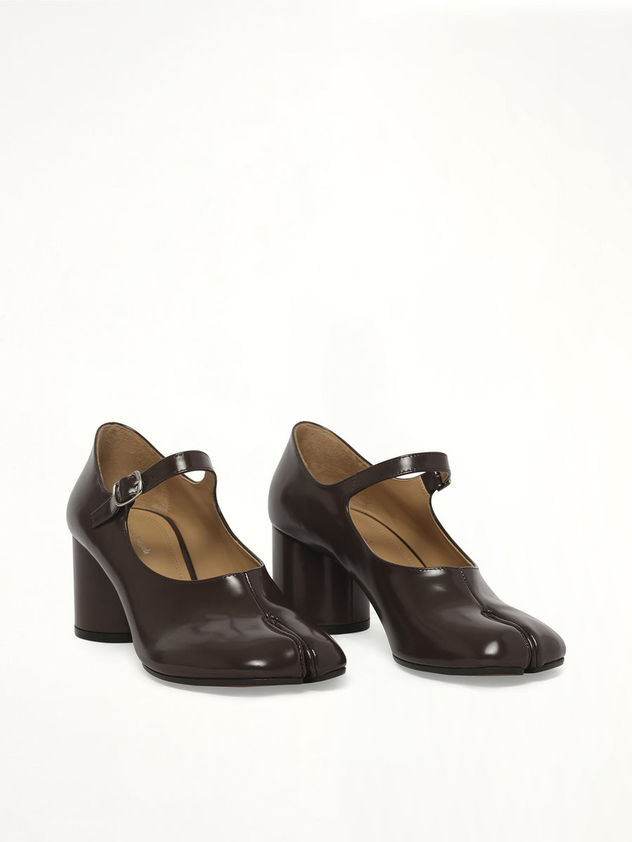 Tabi Mary Jane 6cm Heel in Moka Front View | MAISON MARGIELA