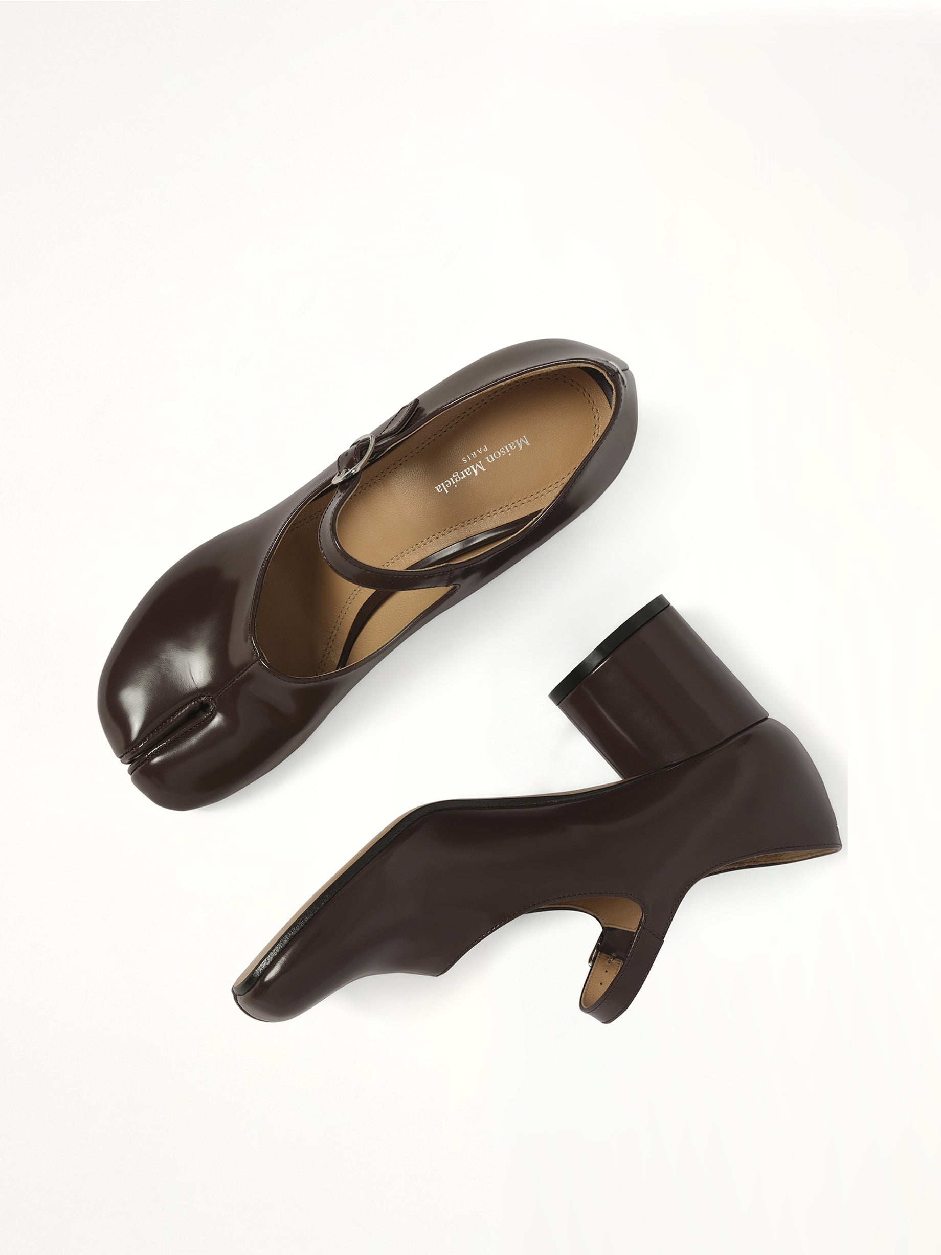 Tabi Mary Jane 6cm Heel in Moka Top View | MAISON MARGIELA
