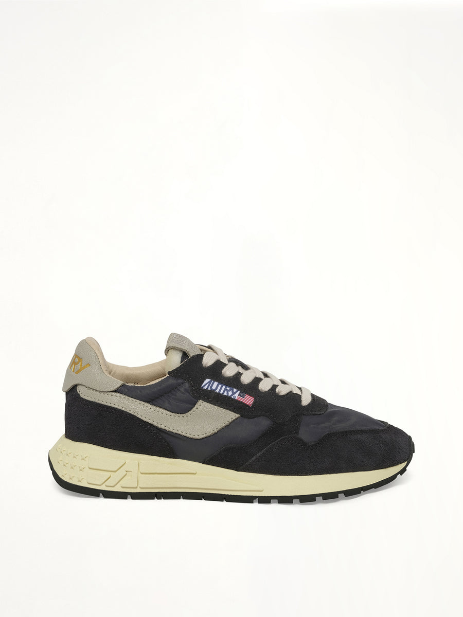Reelwind Low Sneakers in White/Black Side View | AUTRY