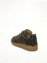 Replica Leather Sneaker in Dark Brown/Camel Back View | MAISON MARGIELA