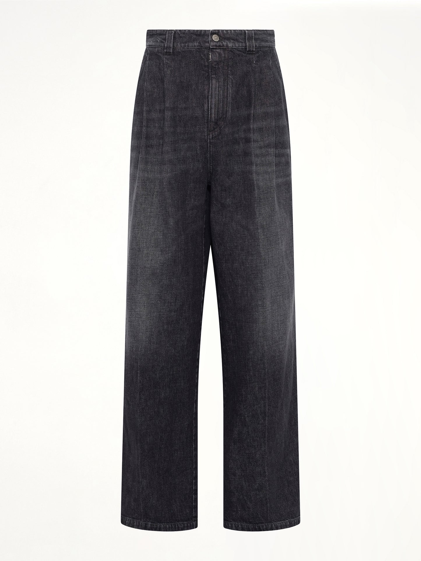Wide Denim Pants in Washed Black