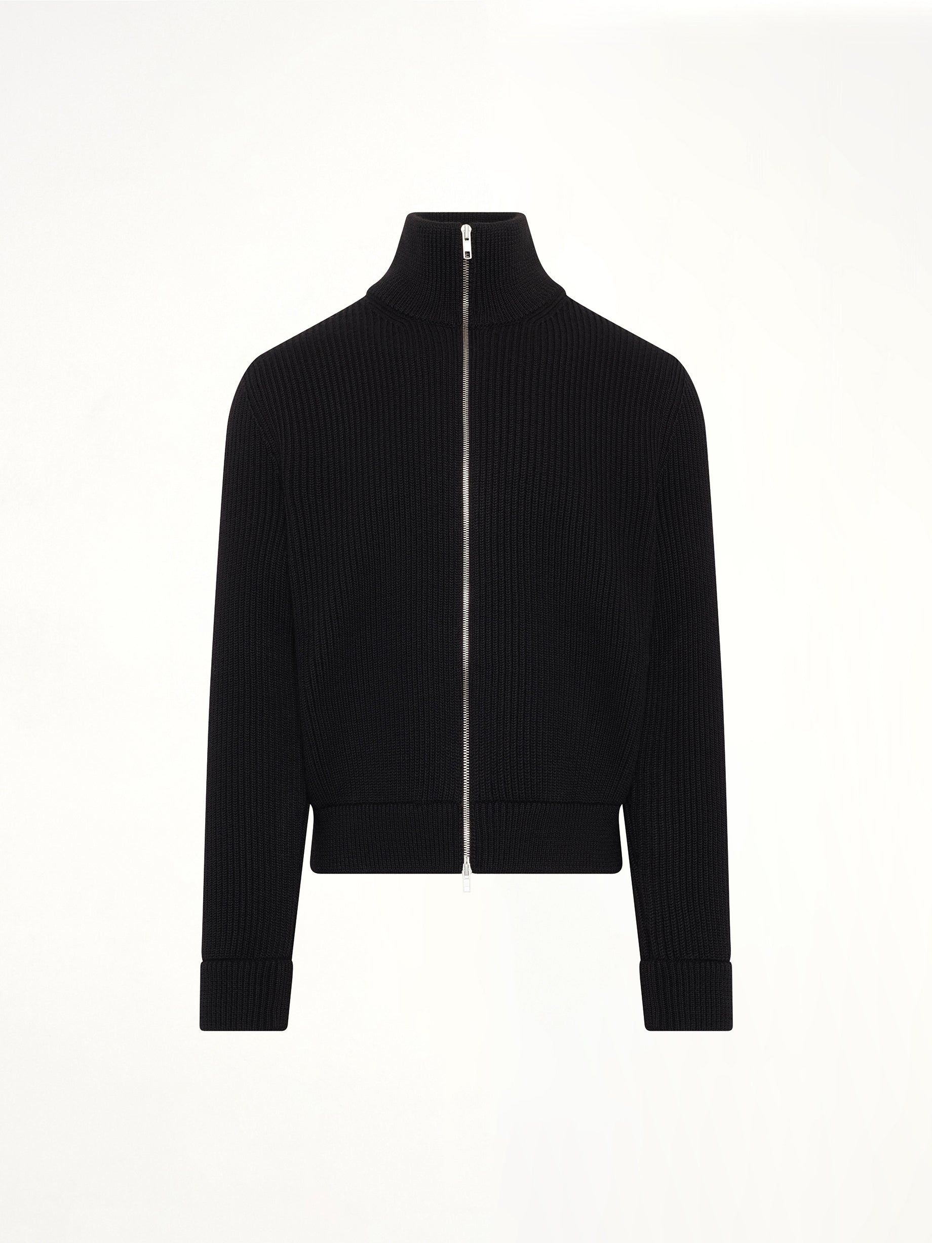 Drivers Knit Zip Sweater in Black