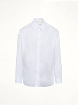 Long-sleeved Frayed Hem Shirt in White