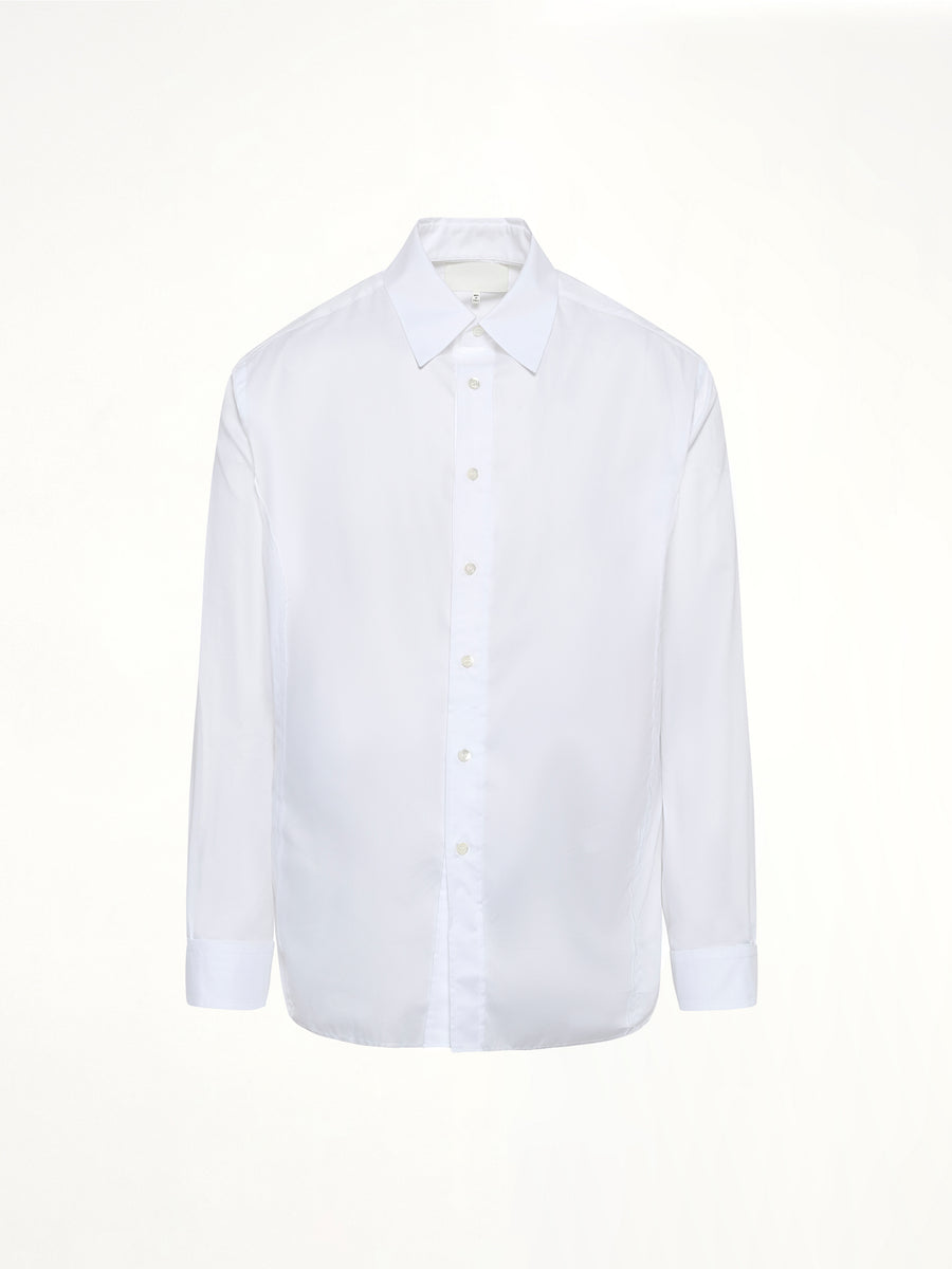 Long-sleeved Frayed Hem Shirt in White