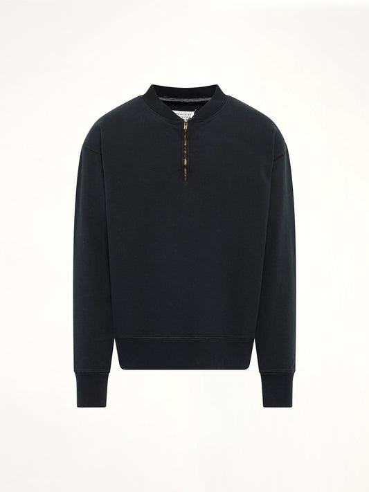 Cotton Fleece Zip Sweatshirt in Vintage Carbon