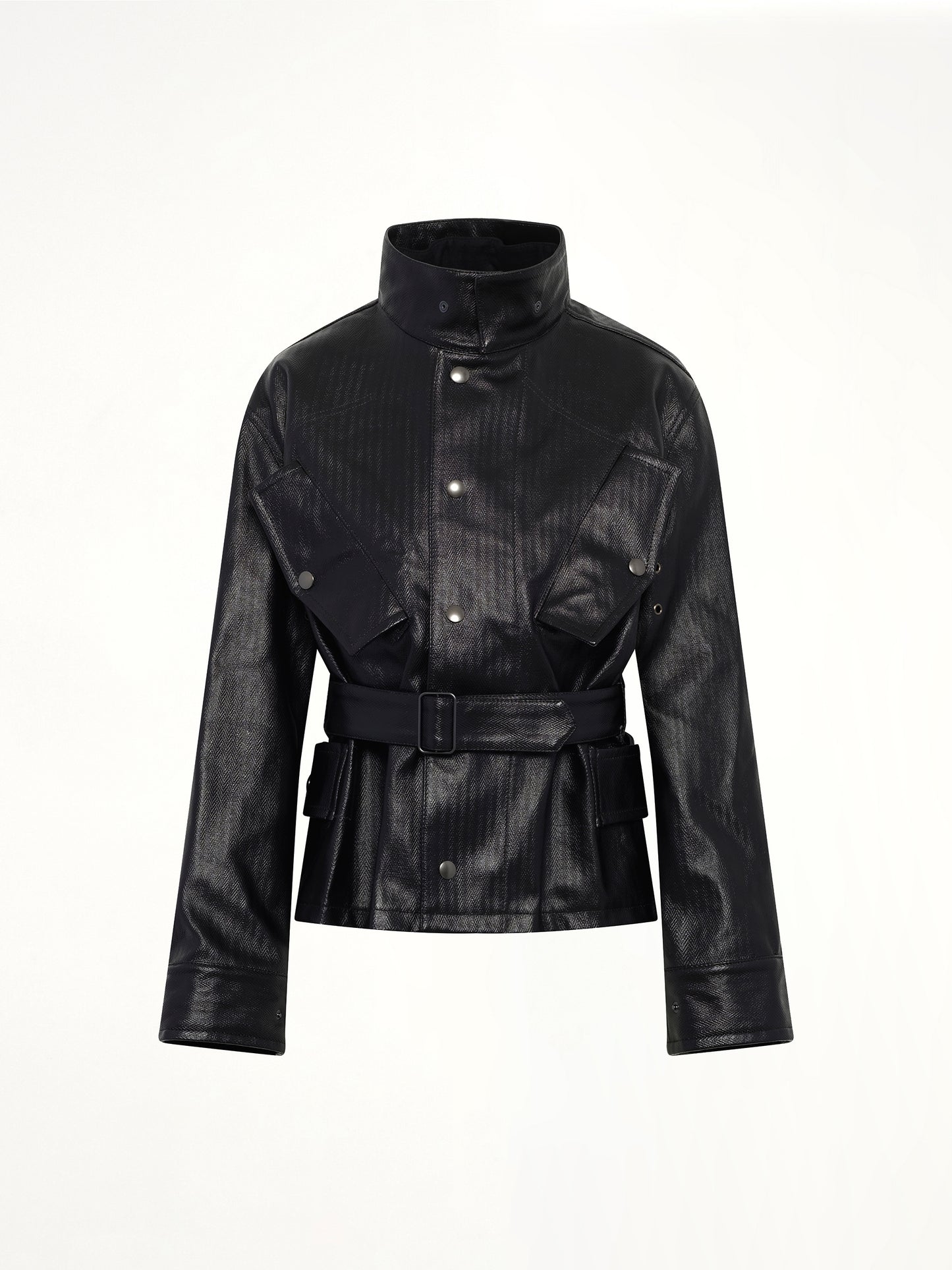 Laminated Cotton Jacket in Black