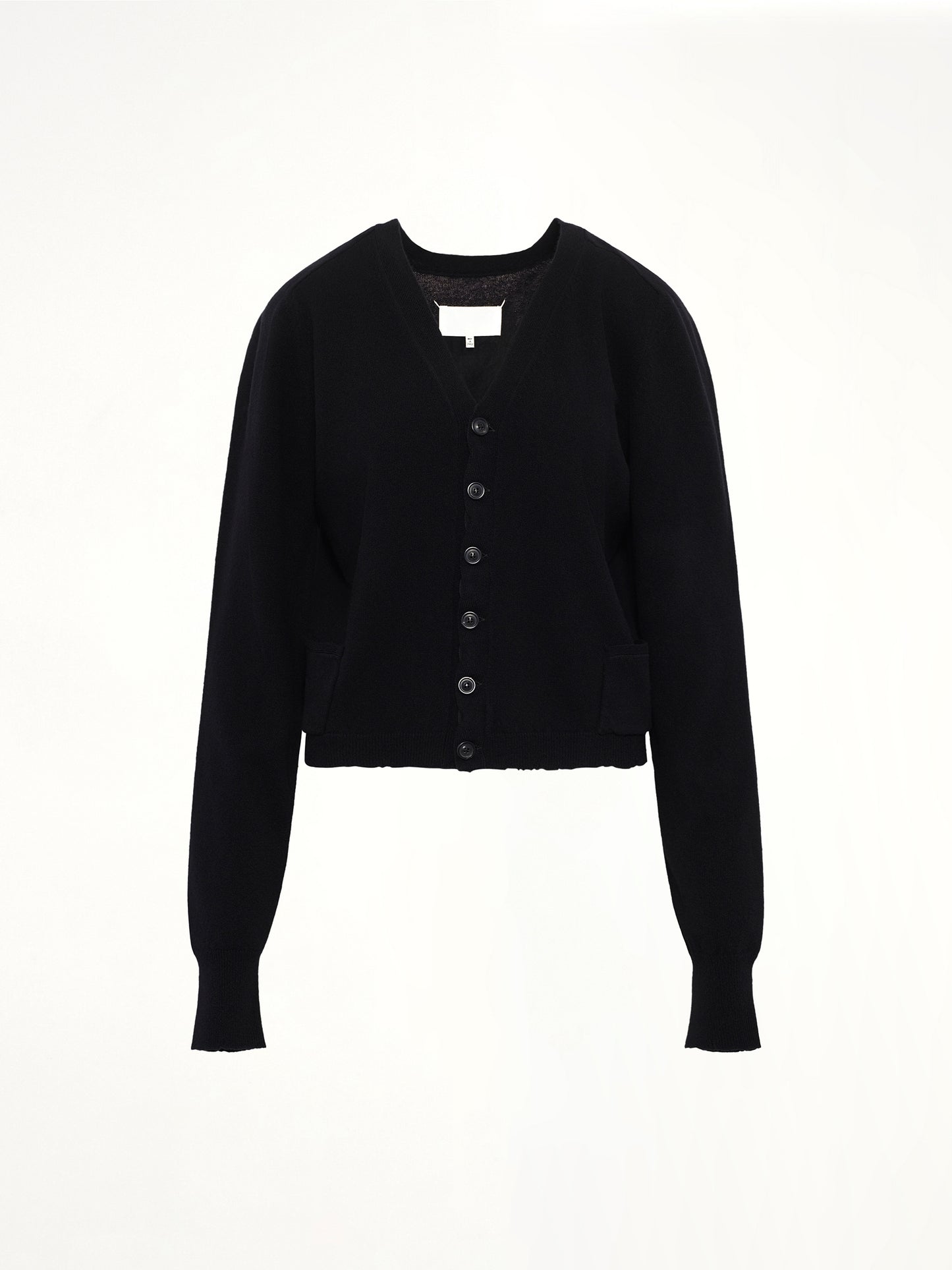Gauge 14 Wool V-Neck Cardigan in Black