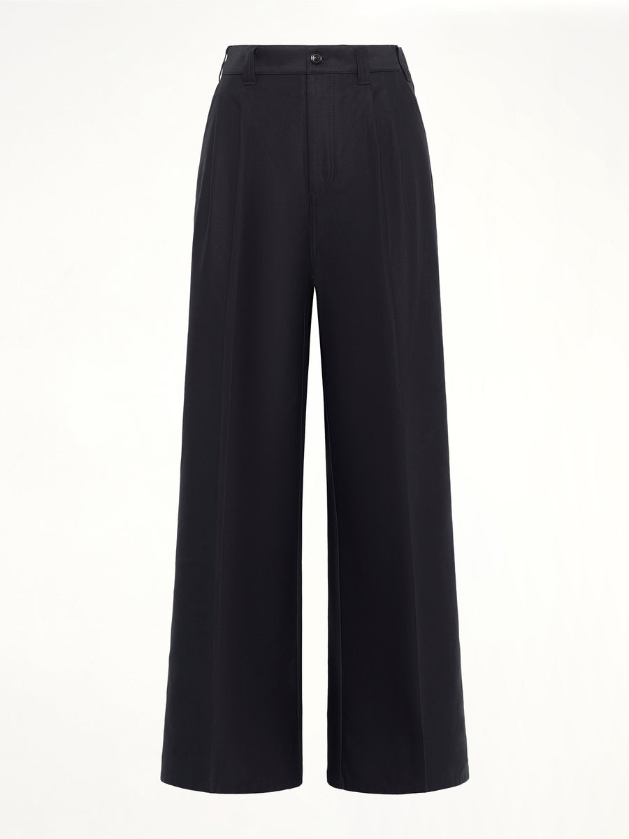 Cotton Palazzo Trouser in Black