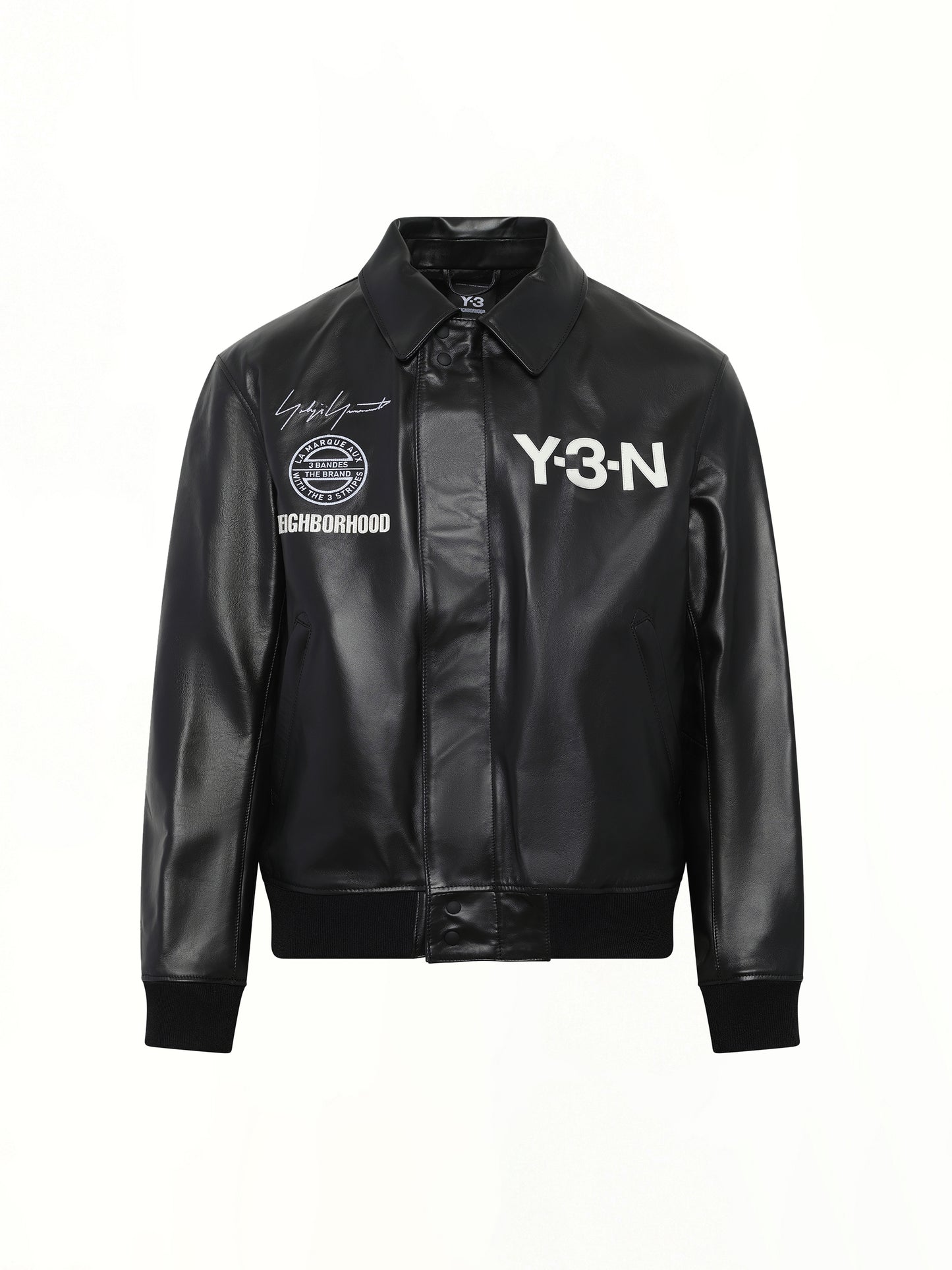 Y-3 x NBHD - Leather Bomber Jacket in Black