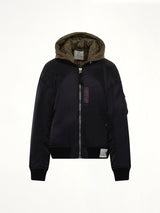 Hooded Bomber Jacket in Black