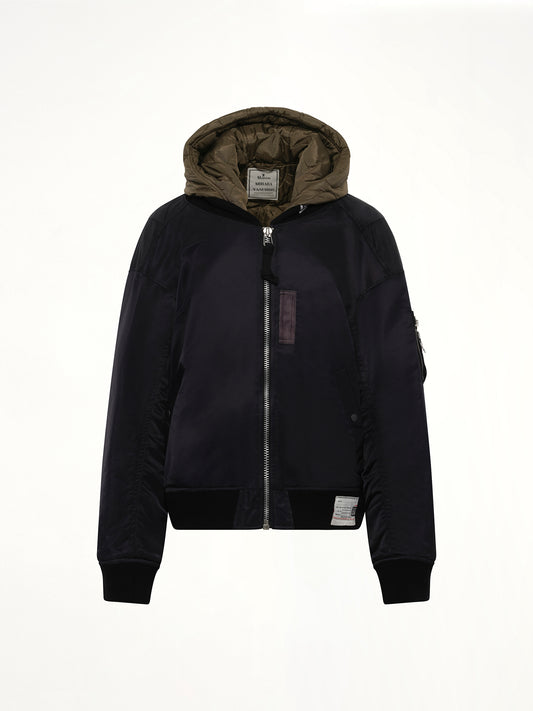 Hooded Bomber Jacket in Black