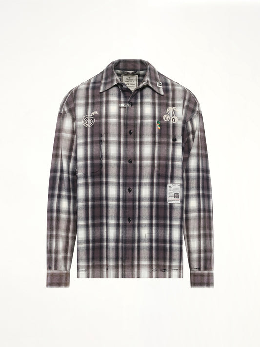 Vintage Like Check LS Shirt in Black