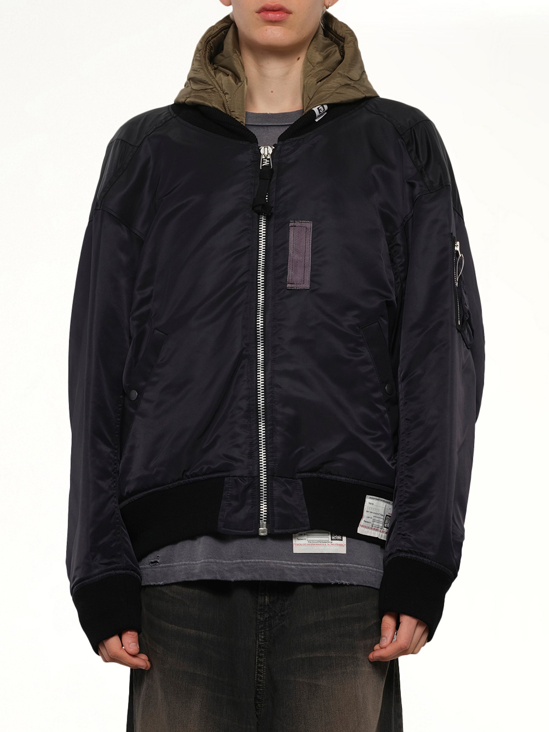 Hooded Bomber Jacket in Black