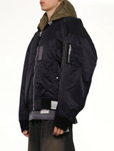 Hooded Bomber Jacket in Black
