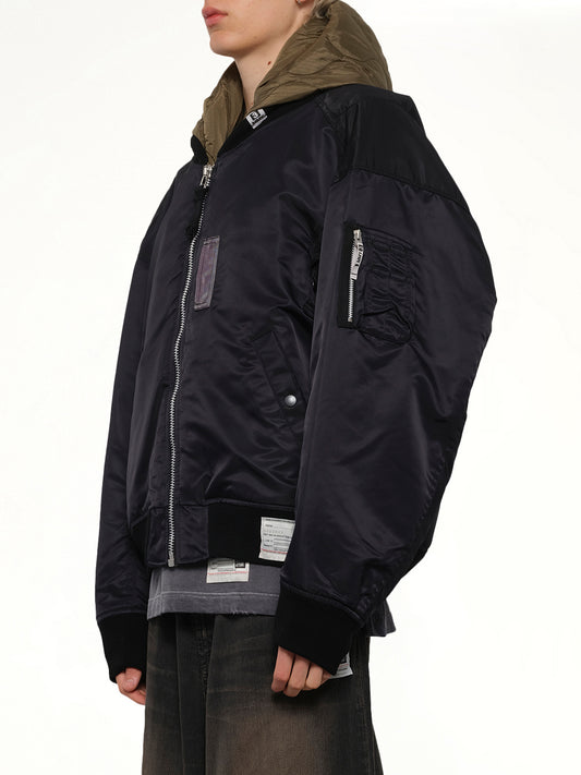 Hooded Bomber Jacket in Black