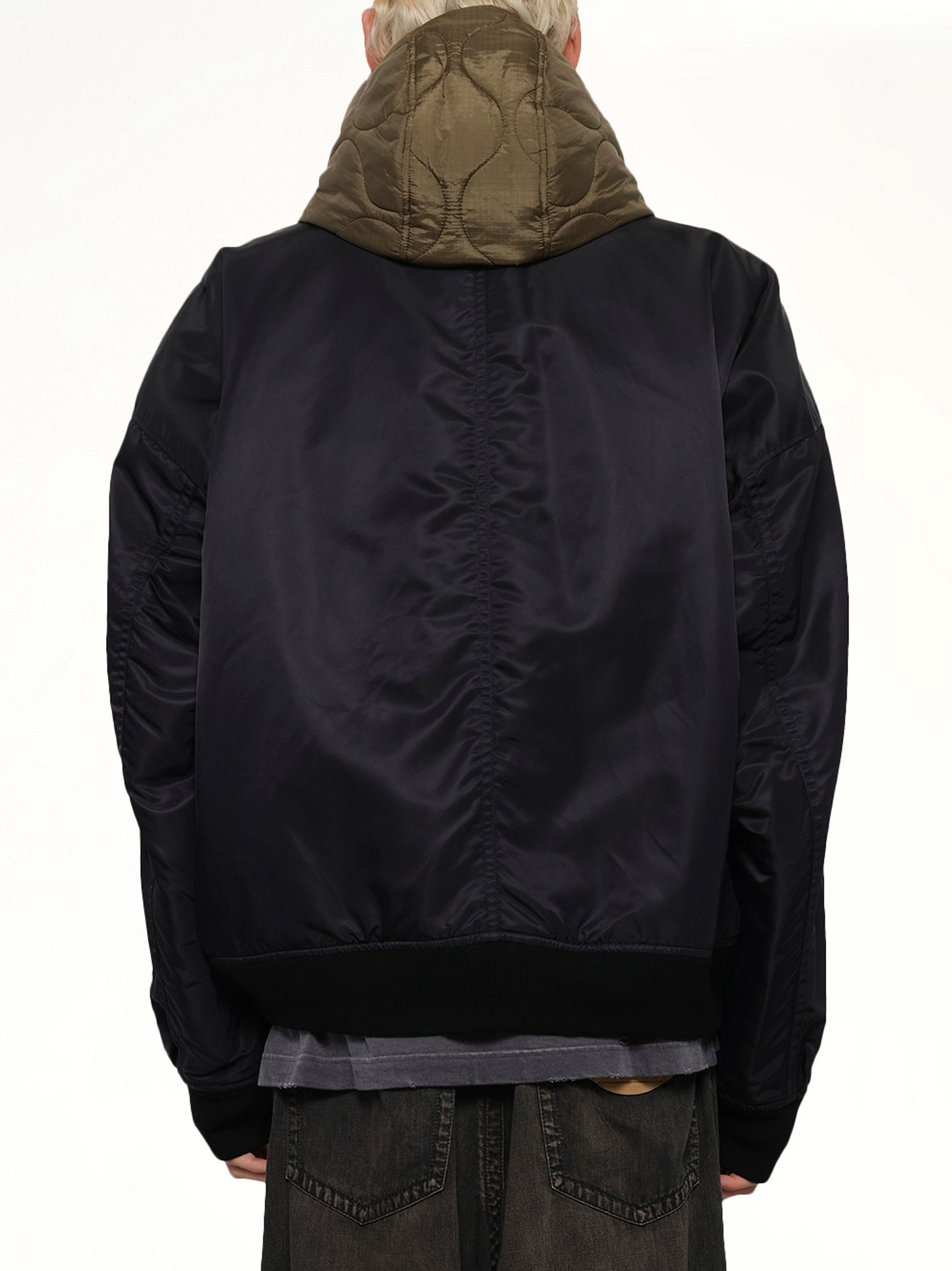 Hooded Bomber Jacket in Black