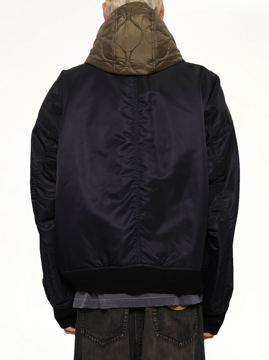 Hooded Bomber Jacket in Black