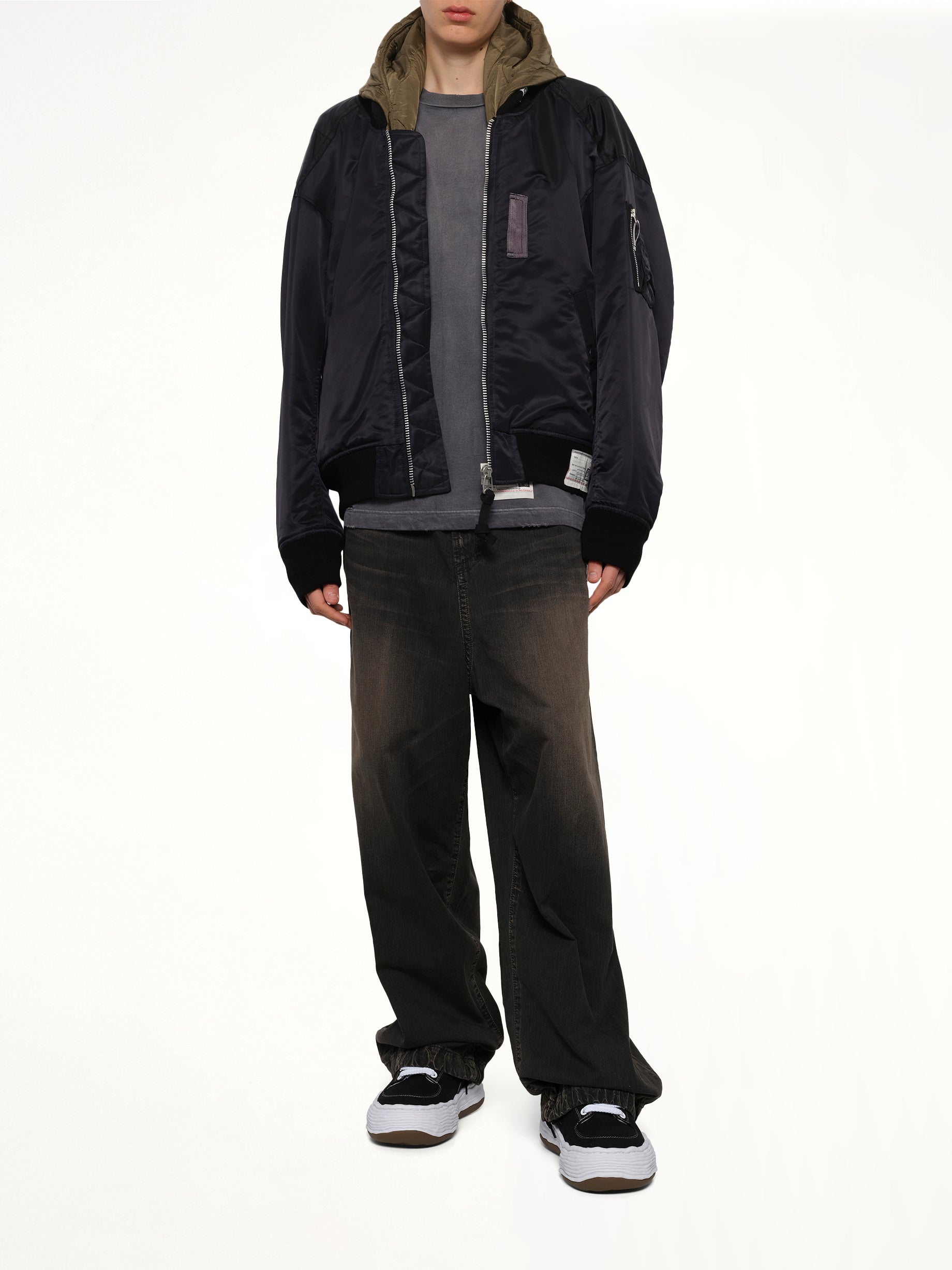 Hooded Bomber Jacket in Black