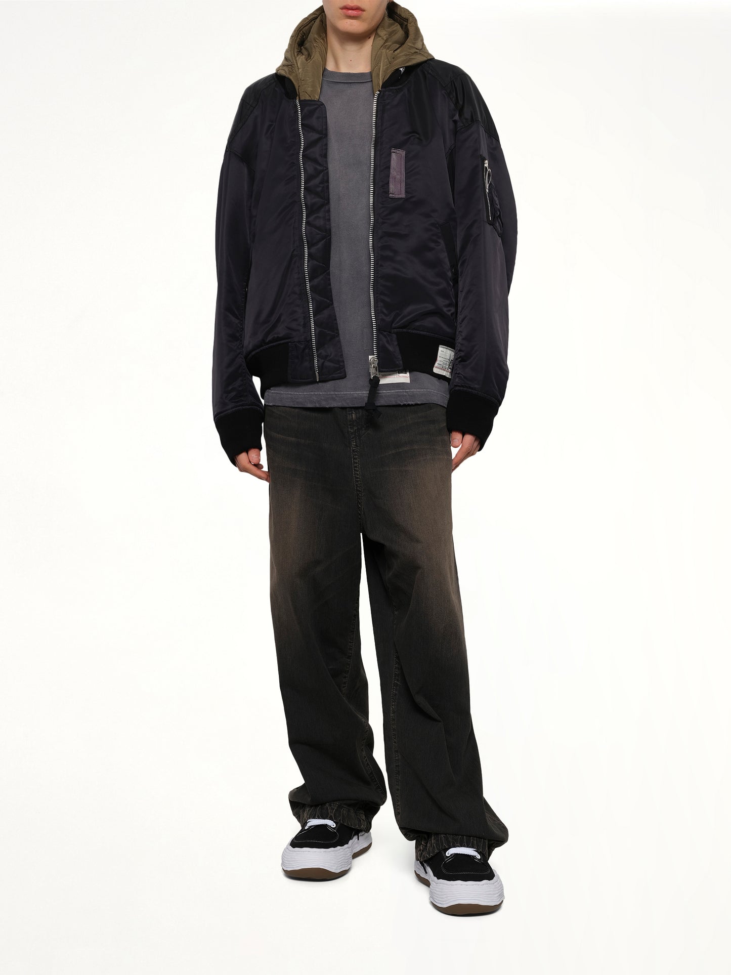 Hooded Bomber Jacket in Black