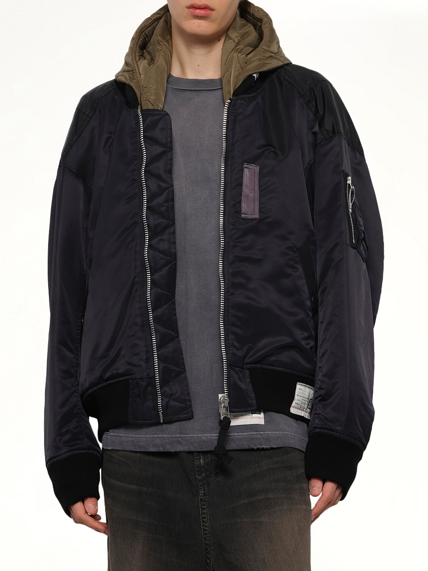 Hooded Bomber Jacket in Black