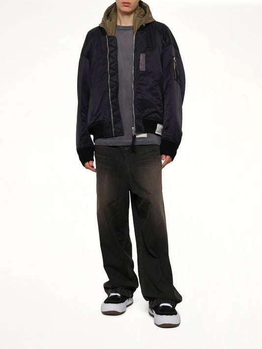 Hooded Bomber Jacket in Black