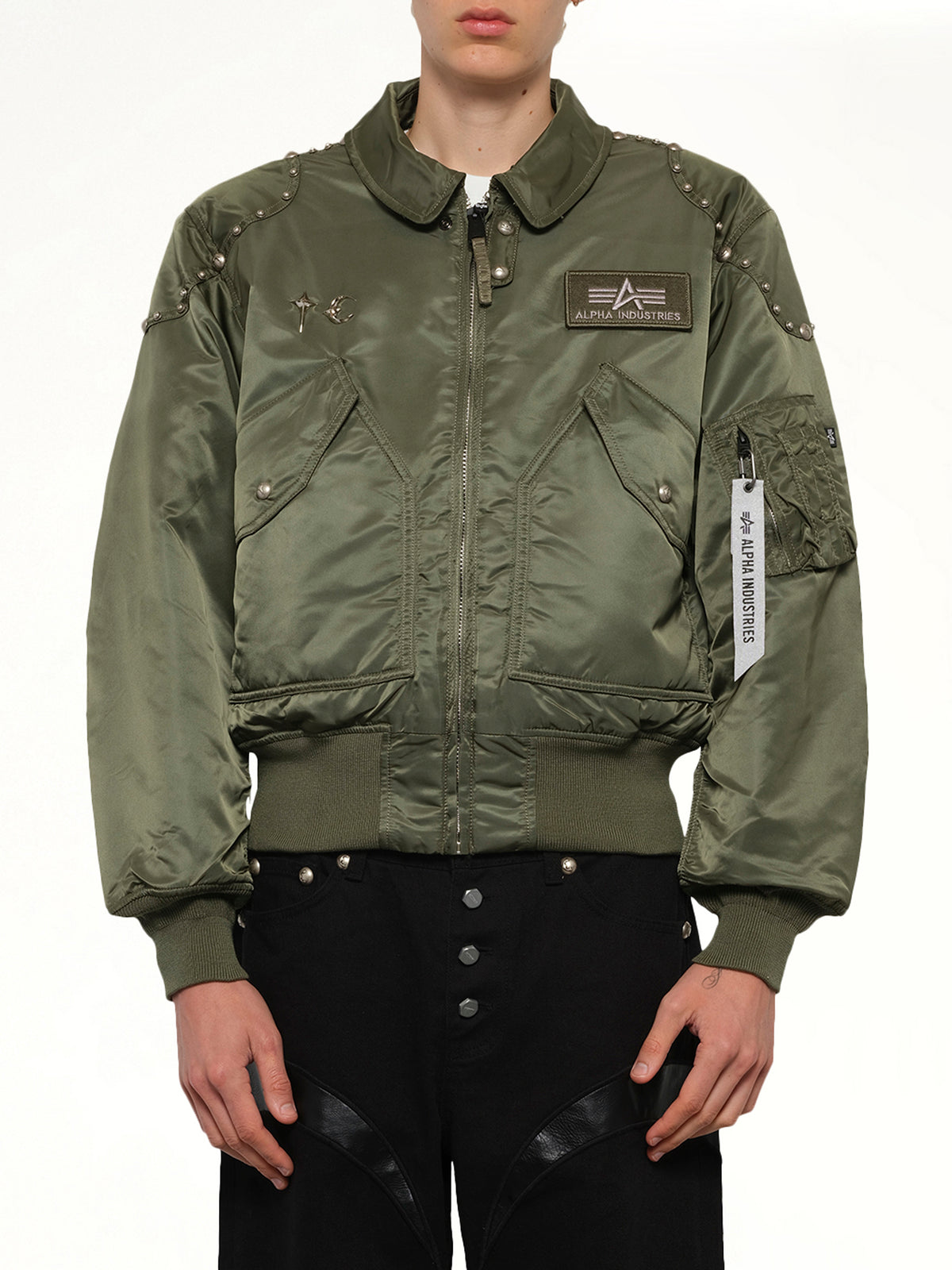 TC x Alpha Industries 봄버 재킷 (리벳 버전) 세이지