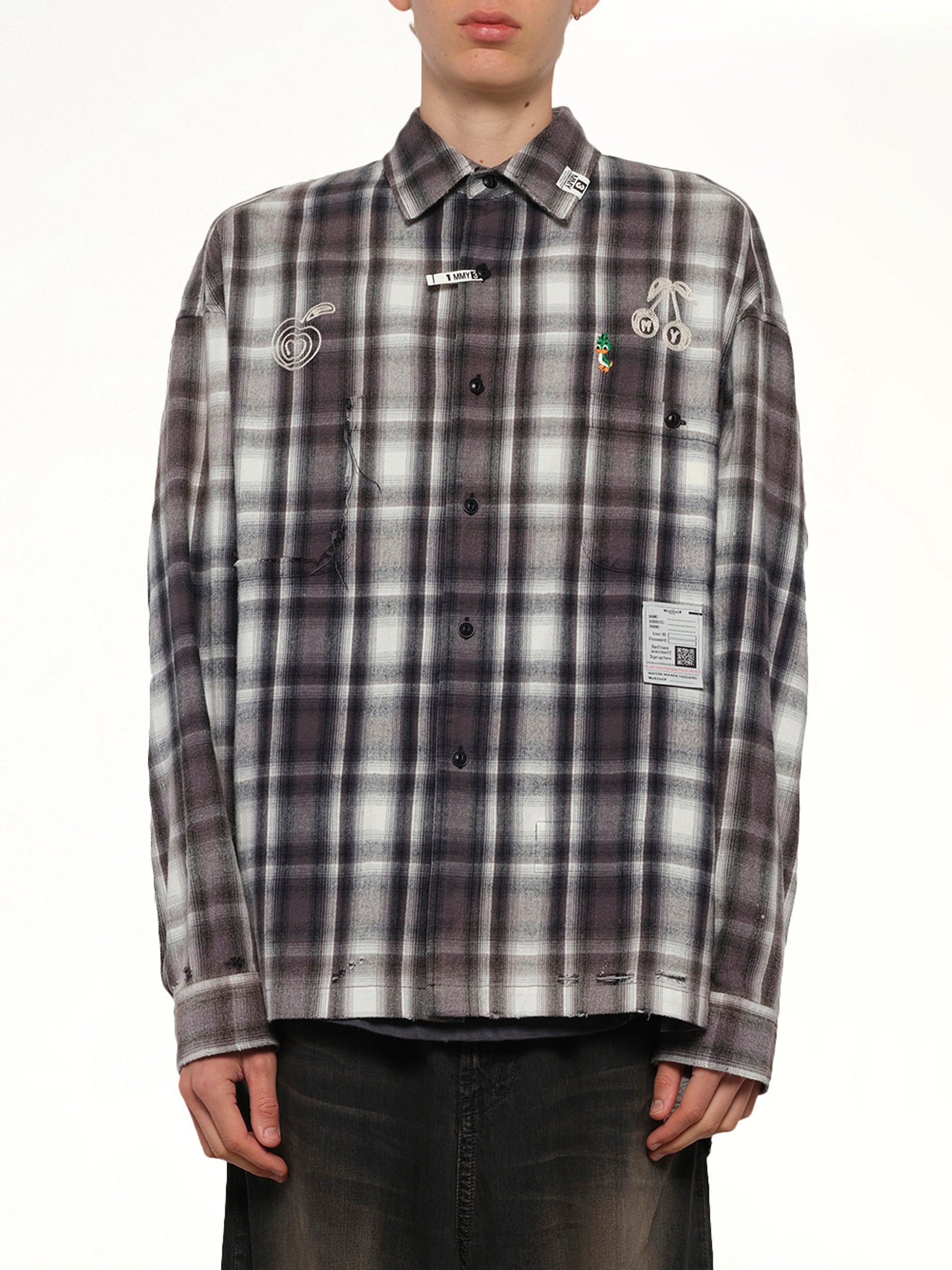 Vintage Like Check LS Shirt in Black