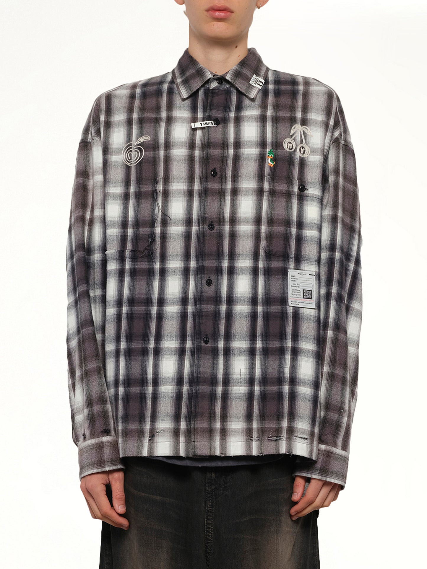 Vintage Like Check LS Shirt in Black