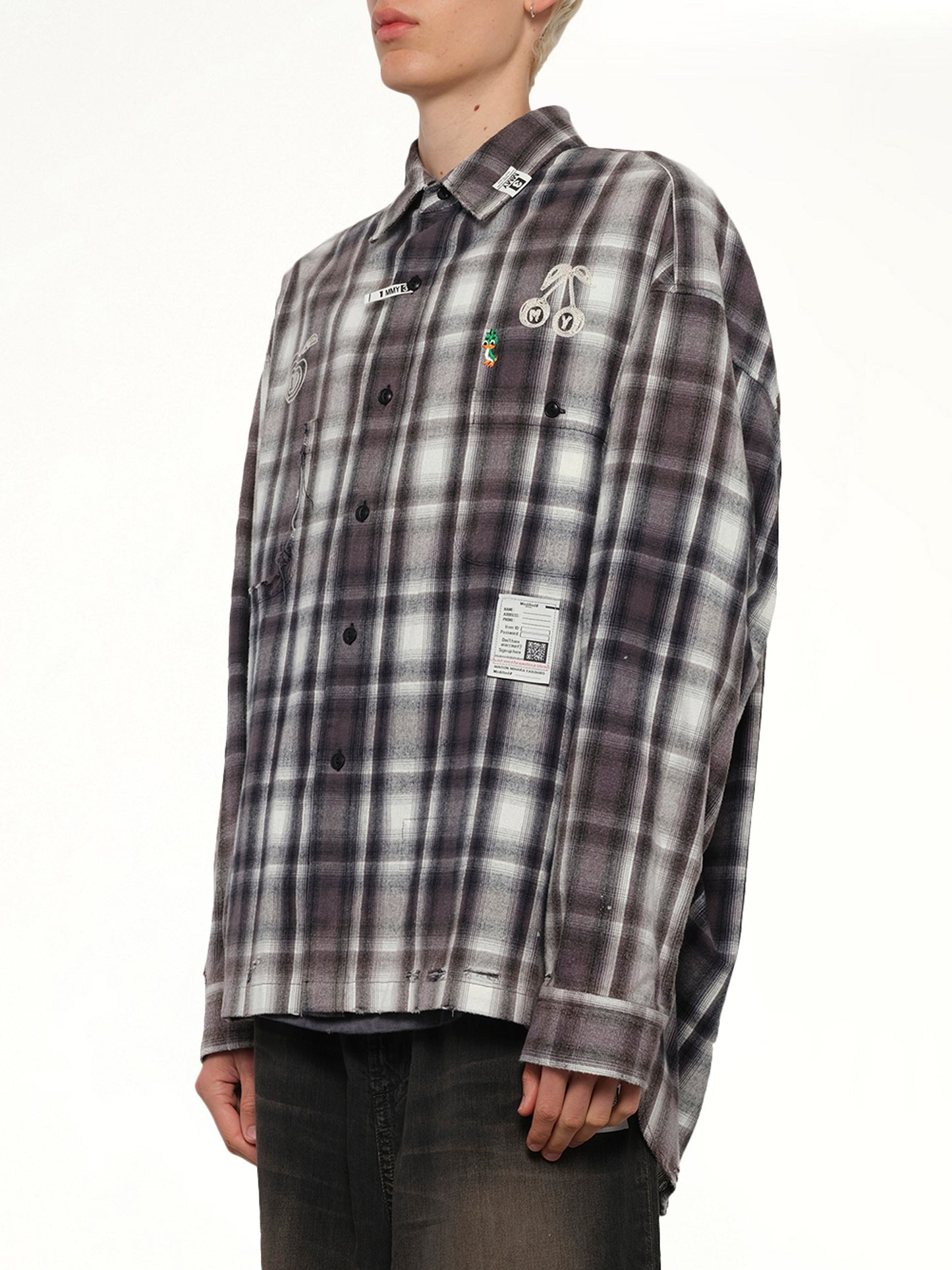 Vintage Like Check LS Shirt in Black