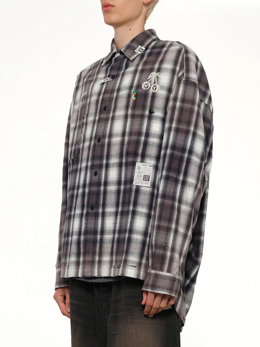 Vintage Like Check LS Shirt in Black