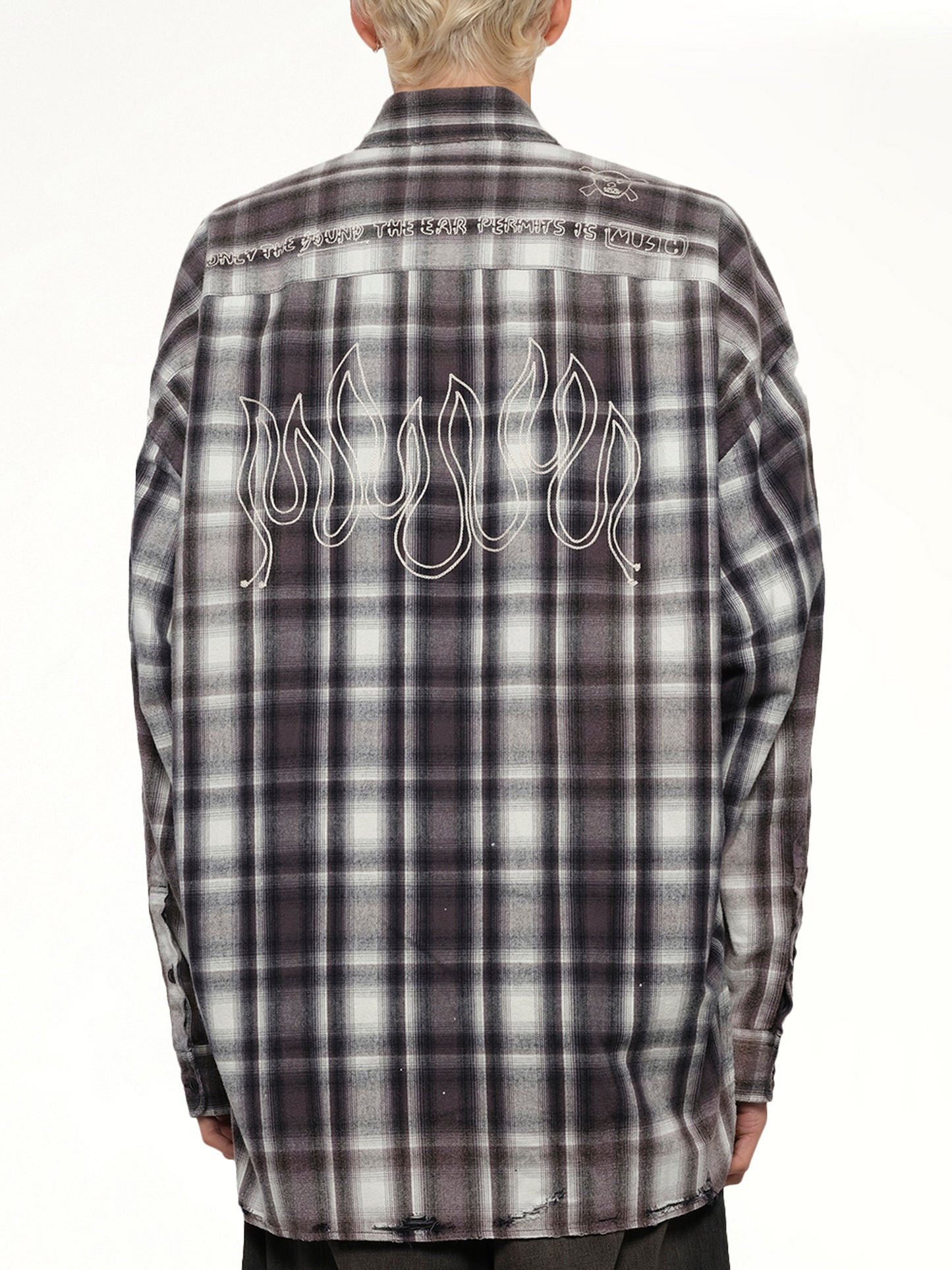 Vintage Like Check LS Shirt in Black