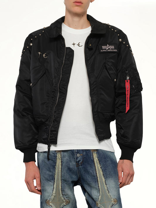 TC x Alpha Industries Bomber Jacket (Rivet Ver) in Black