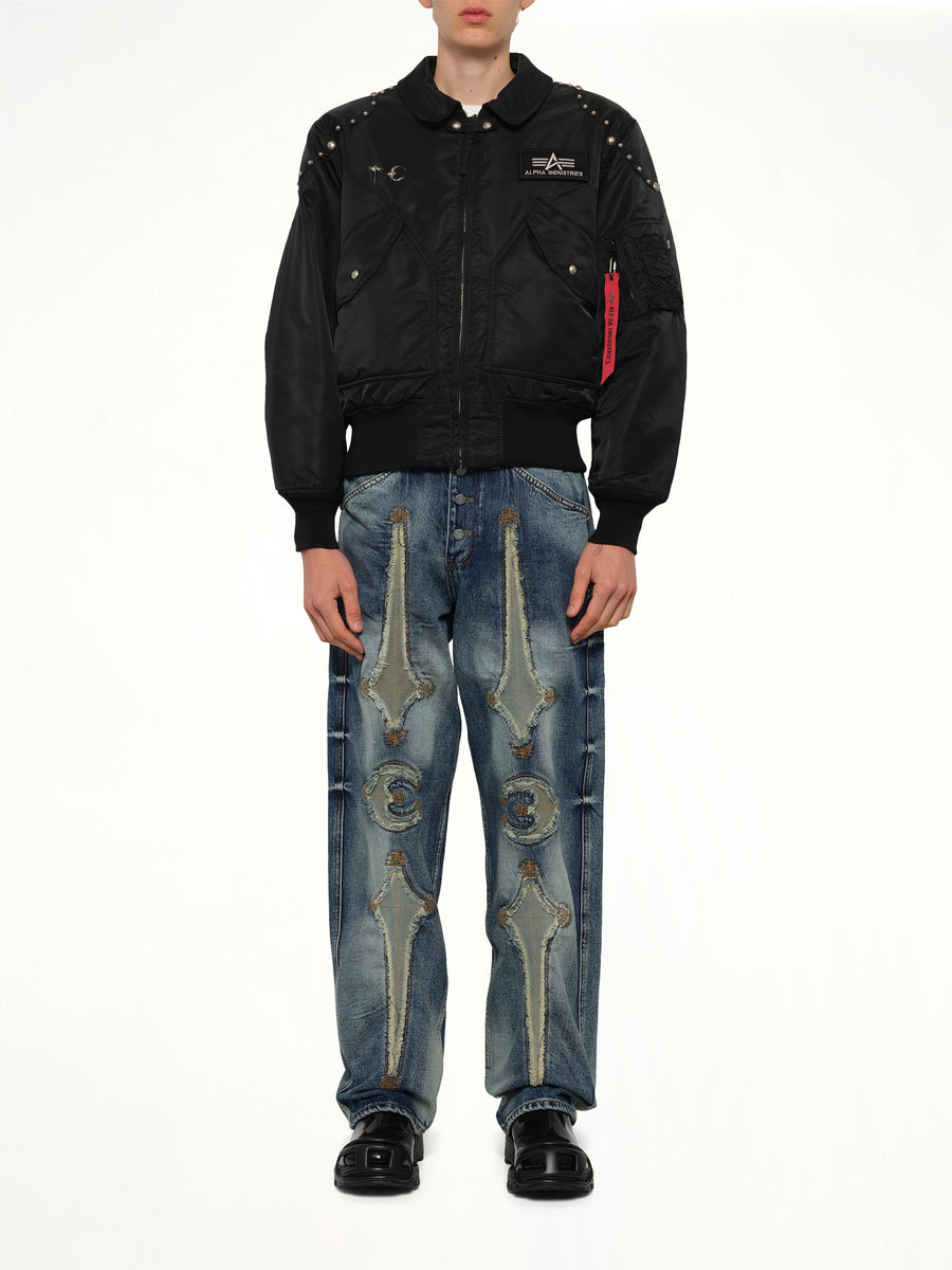 TC x Alpha Industries Bomber Jacket (Rivet Ver) in Black