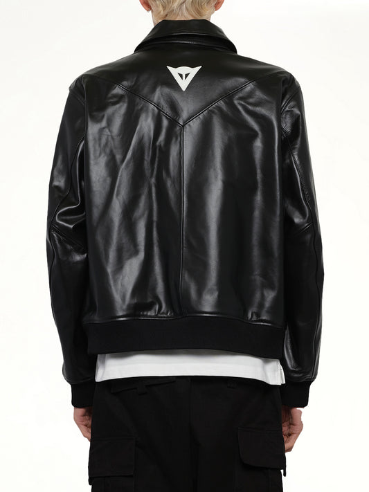 Y-3 x NBHD - Leather Bomber Jacket in Black