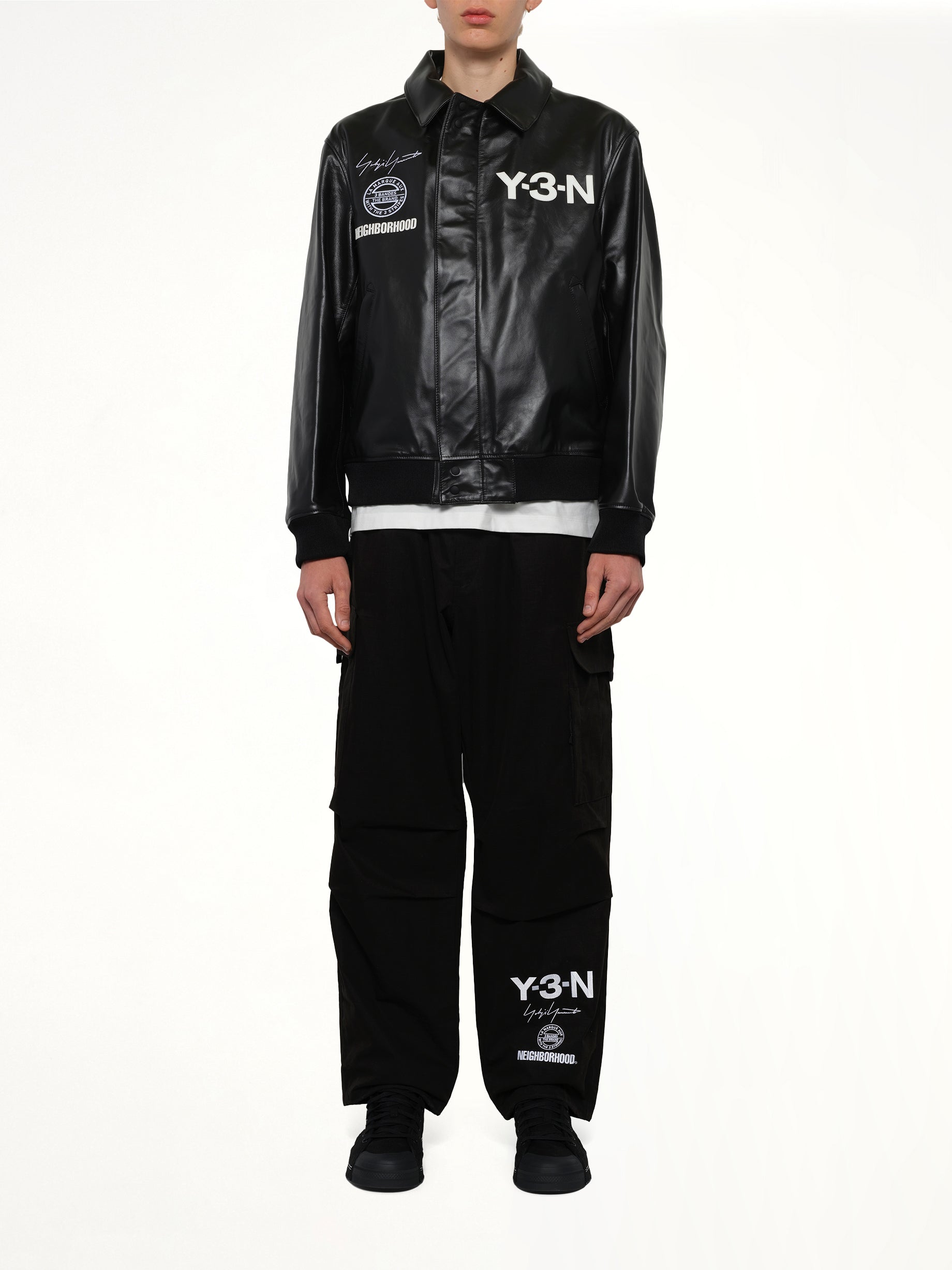 Y-3 x NBHD - 黑色皮革飞行员夹克