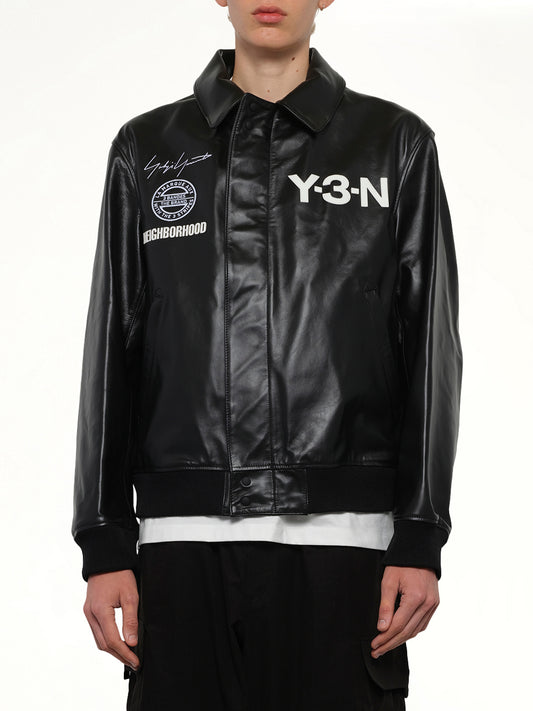 Y-3 x NBHD - Leather Bomber Jacket in Black