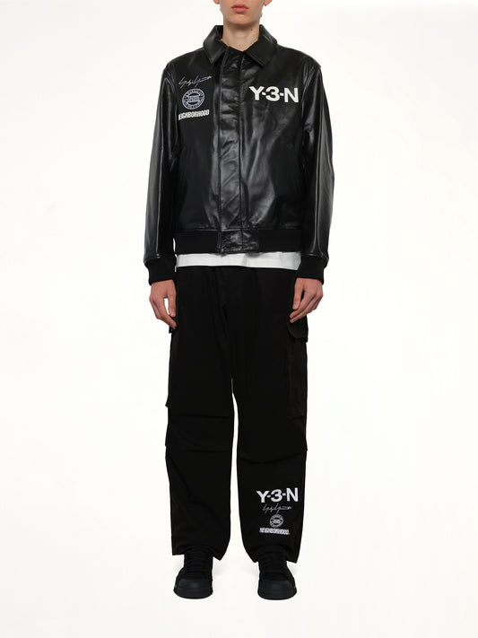 Y-3 x NBHD - Leather Bomber Jacket in Black