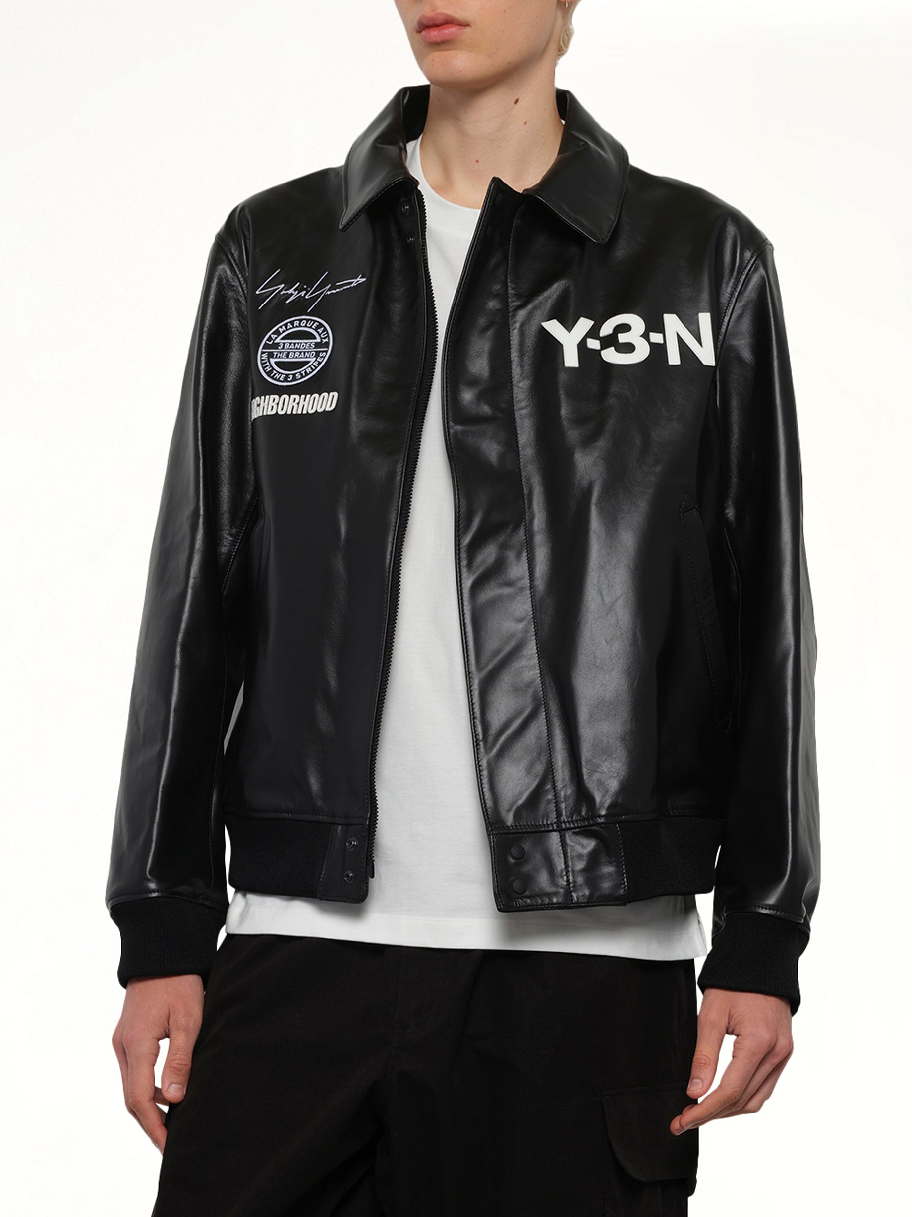 Y-3 x NBHD - 黑色皮革飞行员夹克
