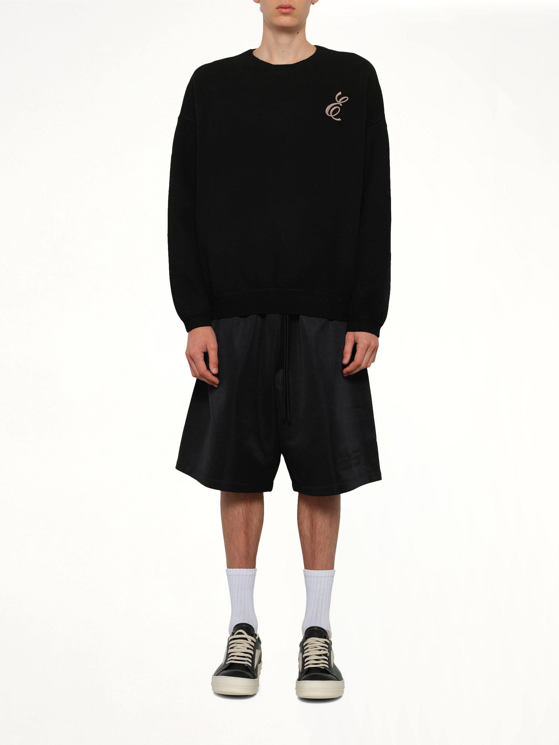 Waffle Crewneck Sweater in Vintage Black