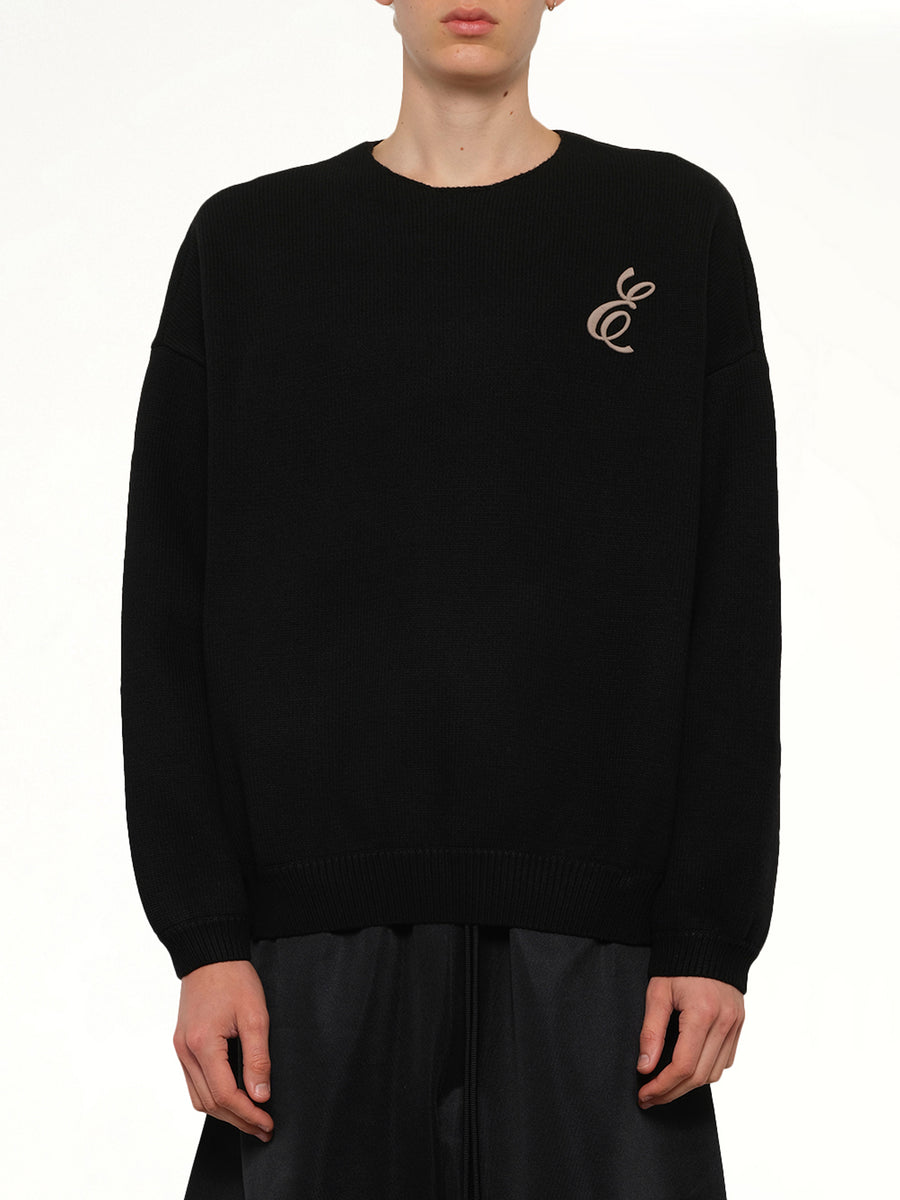 Waffle Crewneck Sweater in Vintage Black
