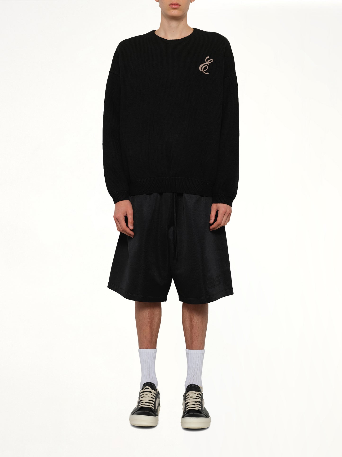 Waffle Crewneck Sweater in Vintage Black