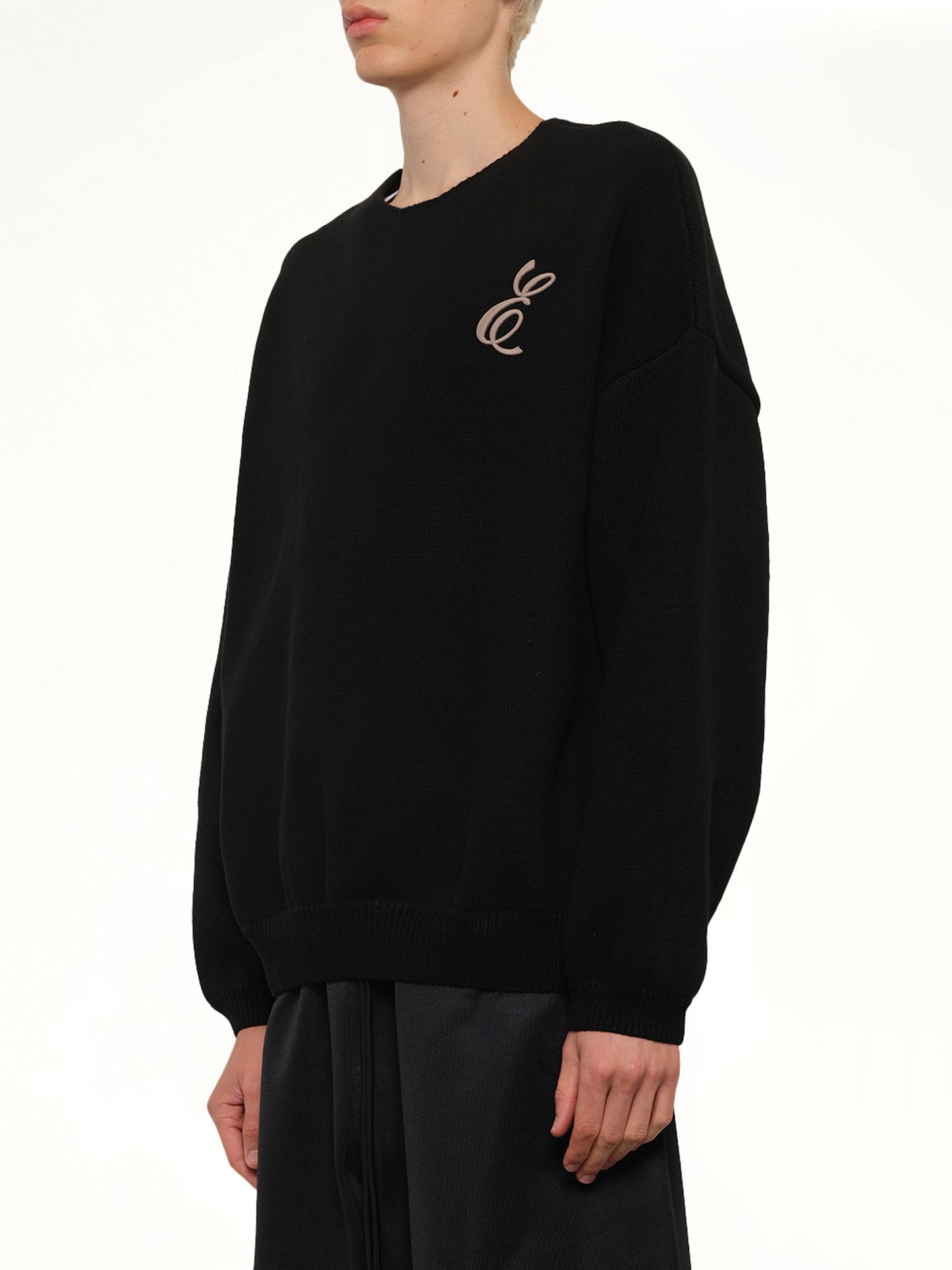 Waffle Crewneck Sweater in Vintage Black