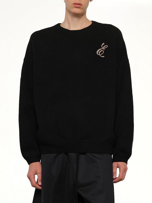 Waffle Crewneck Sweater in Vintage Black