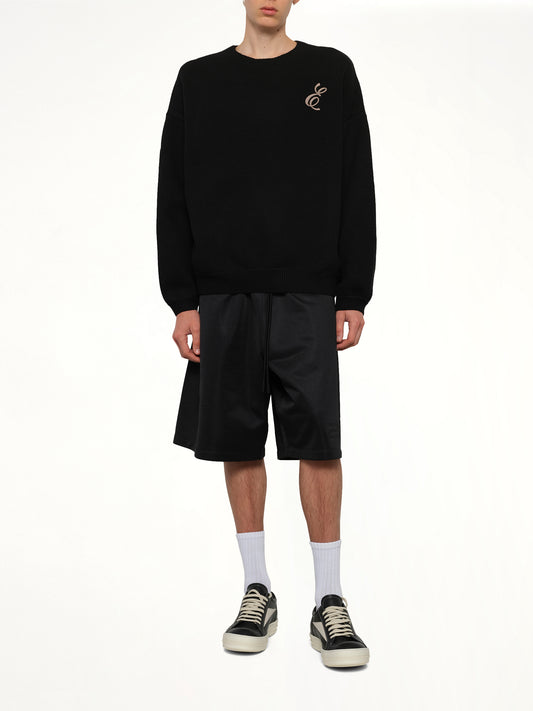 Waffle Crewneck Sweater in Vintage Black